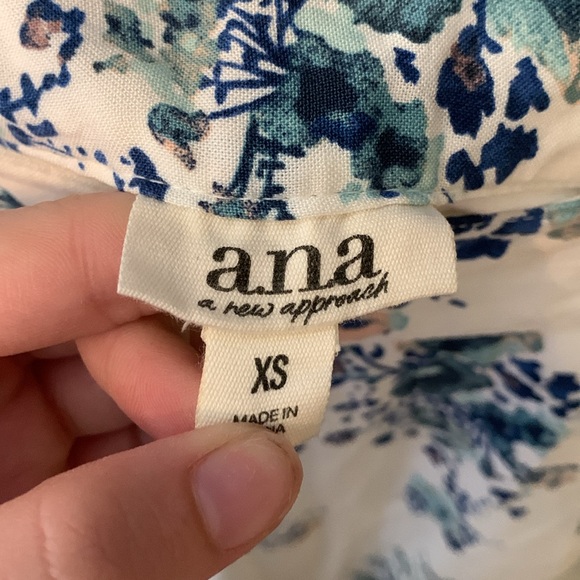 Women’s a.n.a White Blue Floral Midi Fully Lined Coastal Summer Side Slit Skirt - Picture 4 of 6